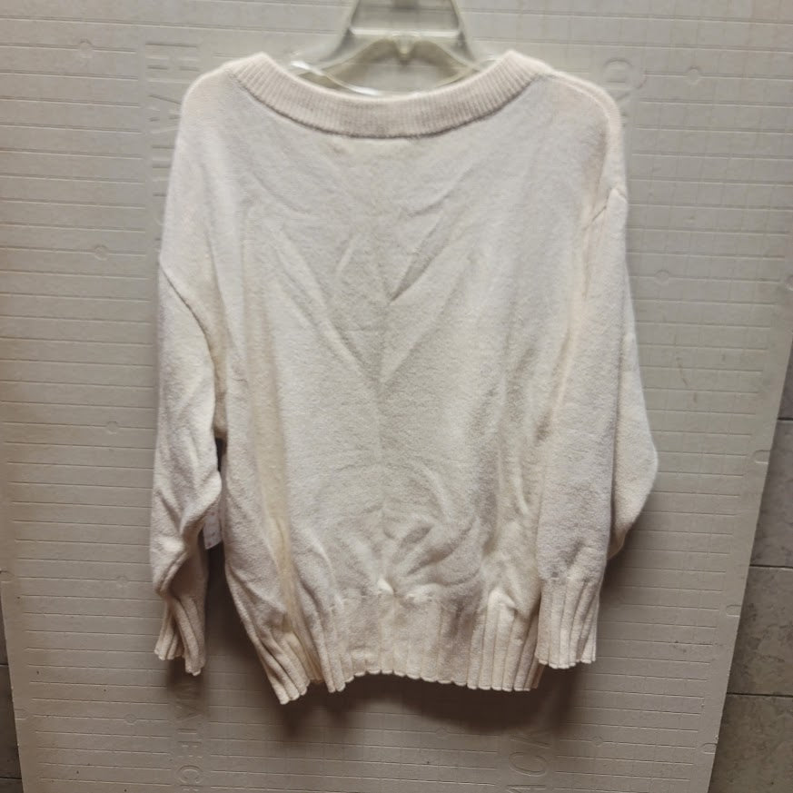 Free People Ivory Combo Street Fair XS Sweater NEW Ribbed Cuffs Waist Crew Neck