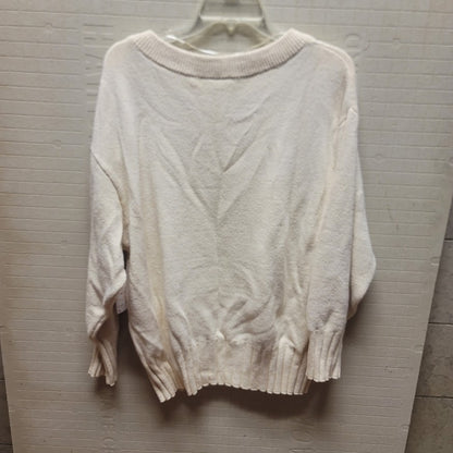 Free People Ivory Combo Street Fair XS Sweater NEW Ribbed Cuffs Waist Crew Neck