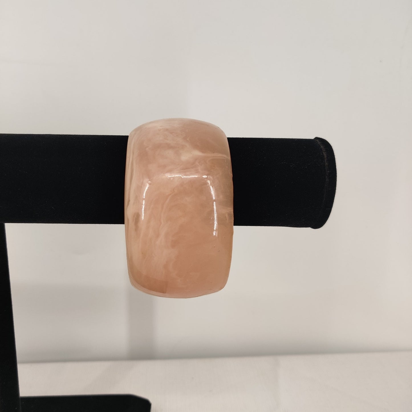 Vintage Pink Marbleized Acrylic Bangle Bracelet 70s 80s Chunky MCM Statement