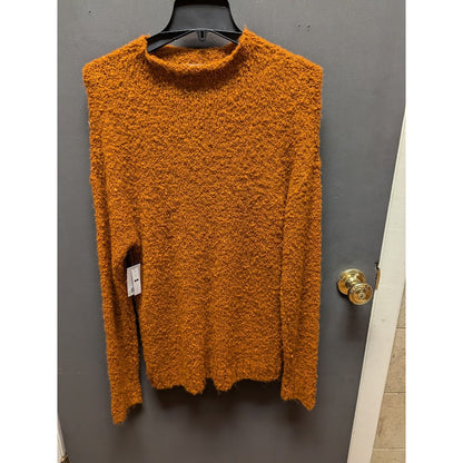BP. Rust Orange Womens Long Sleeves Mock Neck Pullover Wool Blend Sweater Nubby