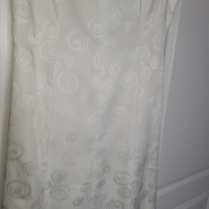 VINTAGE White Sleeveless Geometric Swirl Heavy Fabric Maxi Dress cocktail MEDIUM