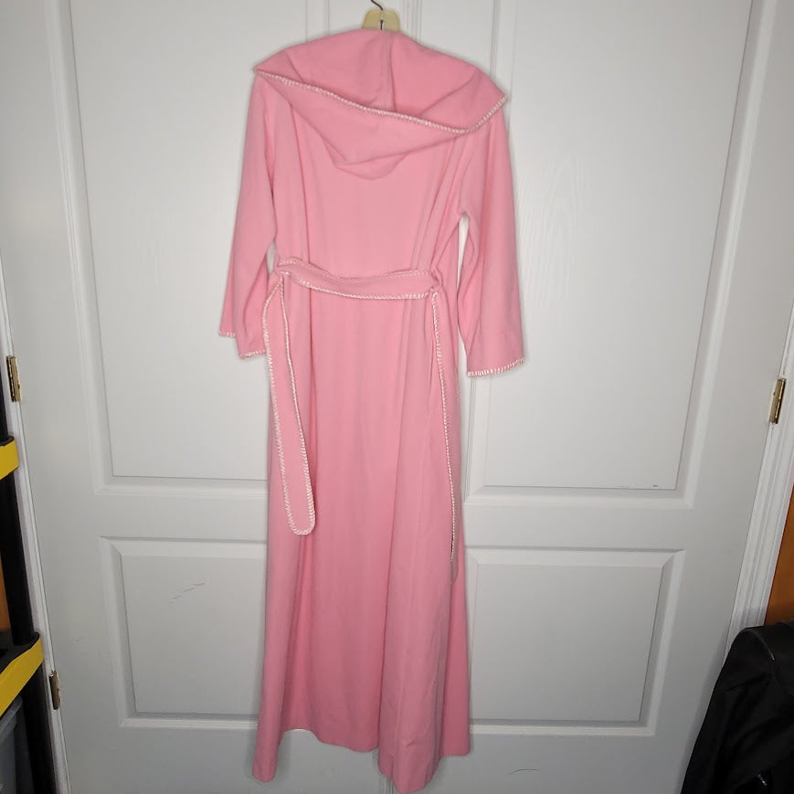 Vintage Vassarette Pink Velour Long Bathrobe Robe Small/Medium Whipstitch Detail