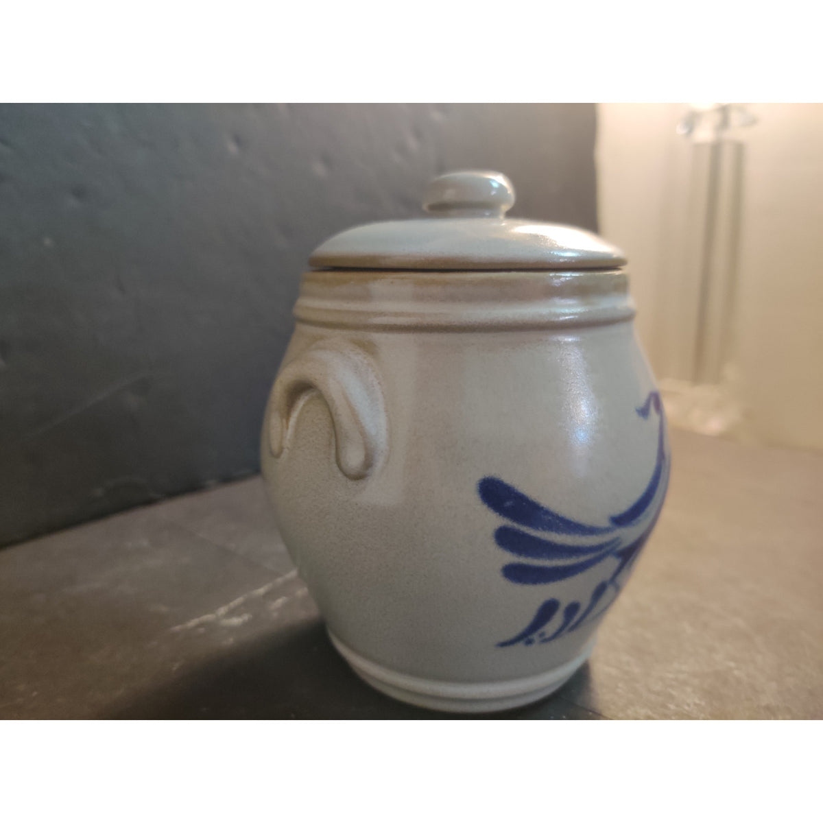 Vintage Prestige Place Museum American Folk Art Blue Bird Lidded Crock Jar Japan