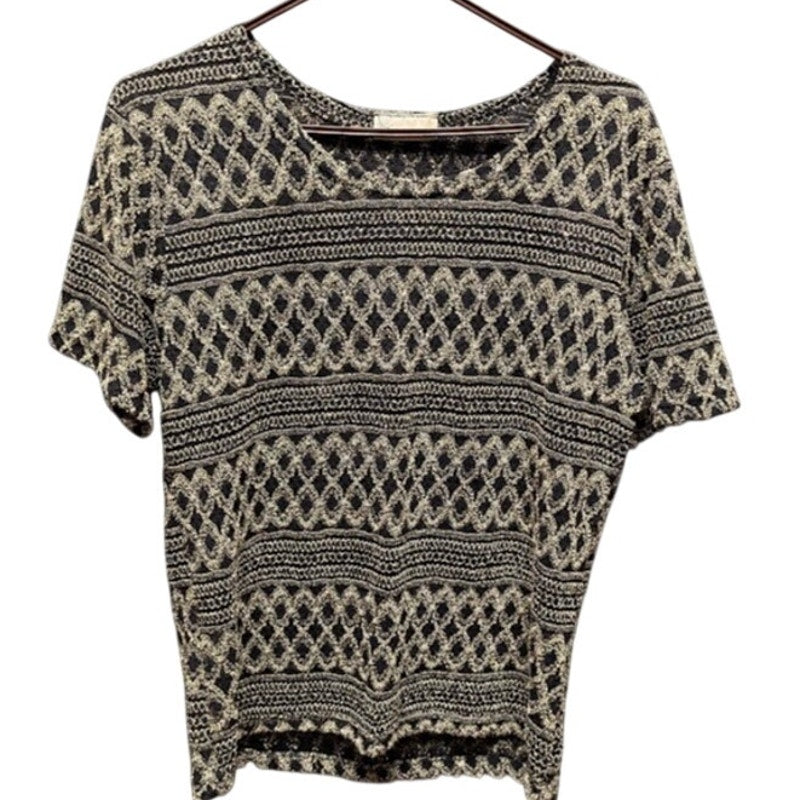 Jaipur black gold thread stretchy blouse top Size medium round neck career