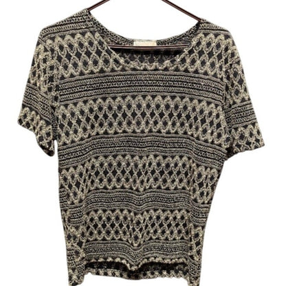 Jaipur black gold thread stretchy blouse top Size medium round neck career
