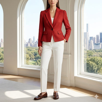 Alex Marie Red Textured Peplum Blazer Dark Academia Corporate Core Size 2 Jacket