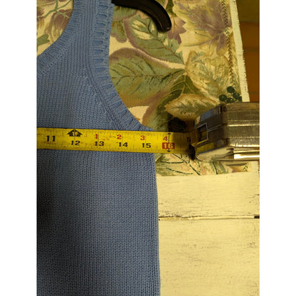 Liz Claiborne Cropped Knit Tank Top Womens Medium Periwinkle Blue Sweater Vest