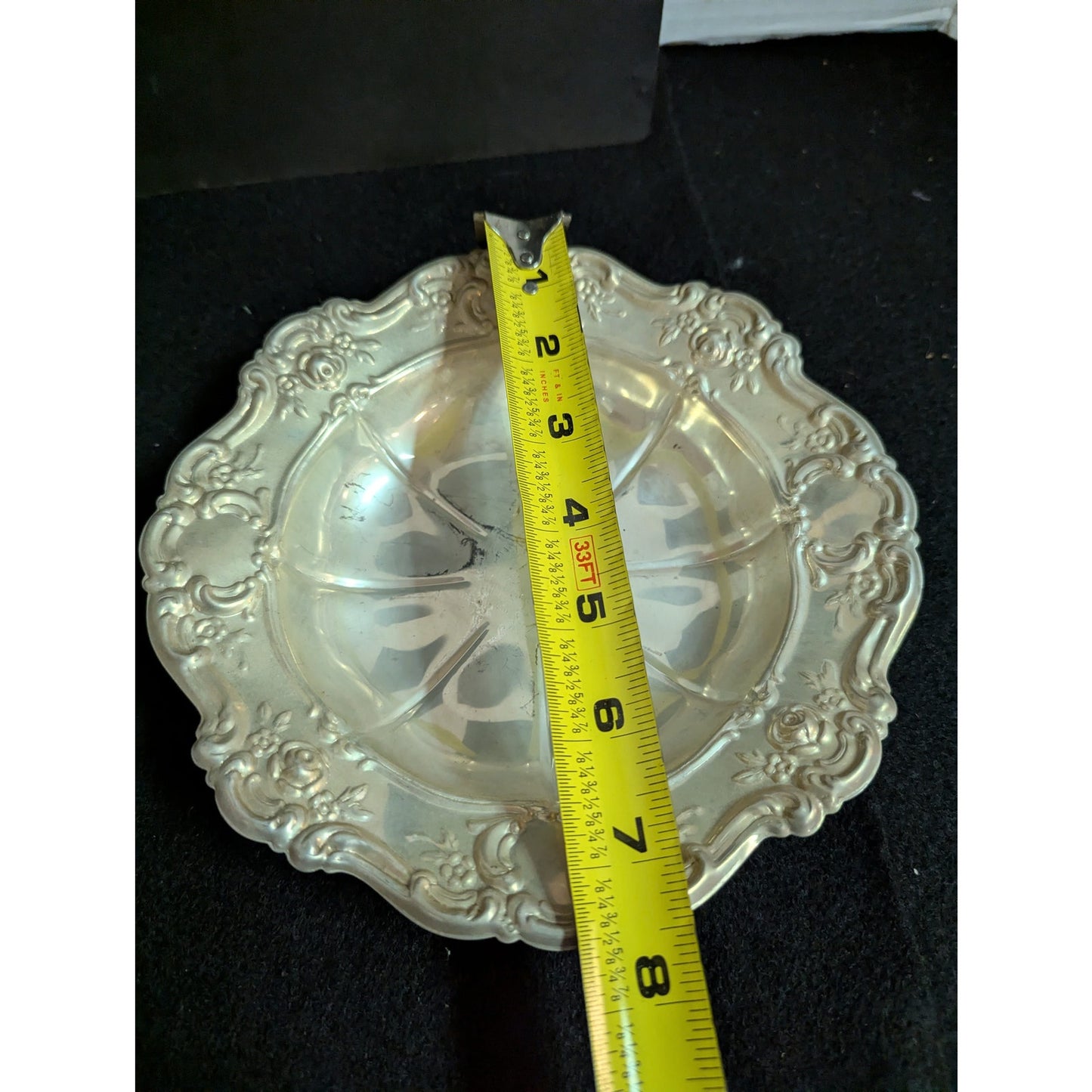 Vintage Ornate Silverplate Repousse Scalloped Bowl Hollywood Regency