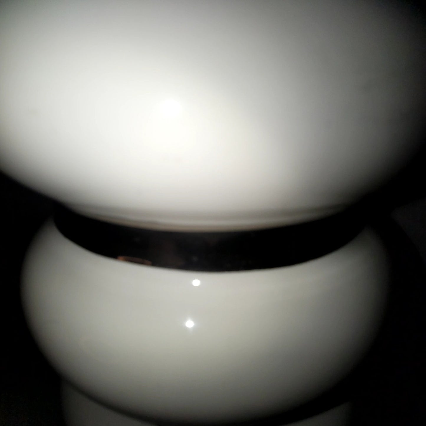 1960s MCM French Moderne White Silver Ring Round stacked lamp 22" x 6"