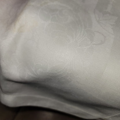 Linen tablecloth FLORAL Jacquard Nice edge 60" x 76" rectangle white
