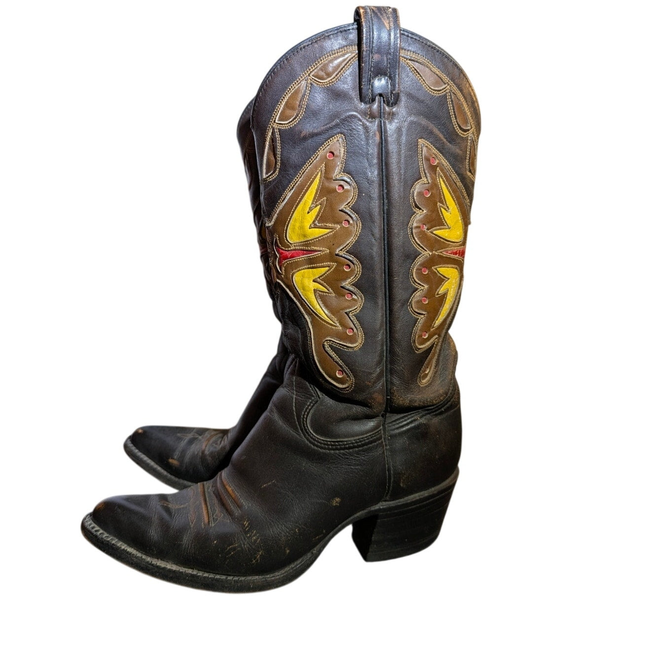 Texas Boot Co. 80's Cowboy boots Size 8.5 D Leather butterfly Style M99