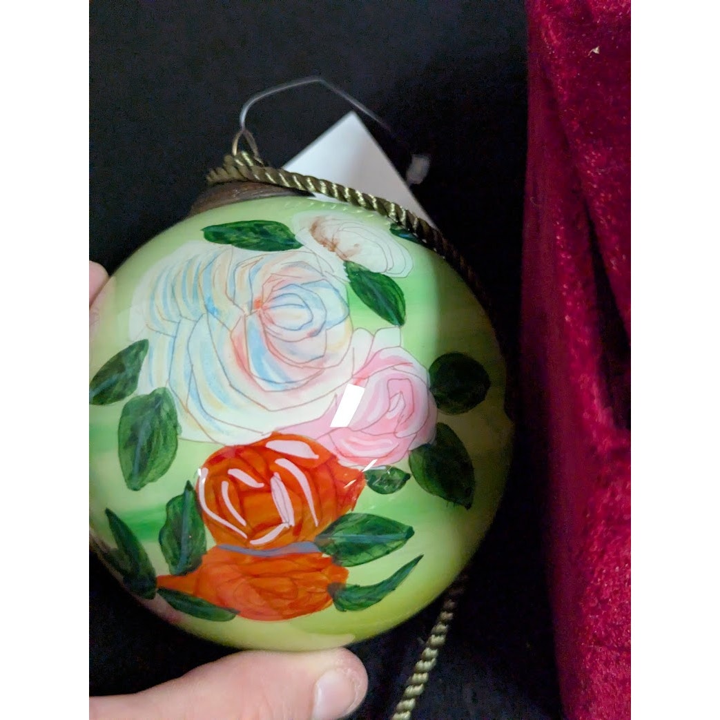 La Pastiche Pierre-Auguste Renoir 'Discarded Roses' Hand Painted Glass Ornament Collectable