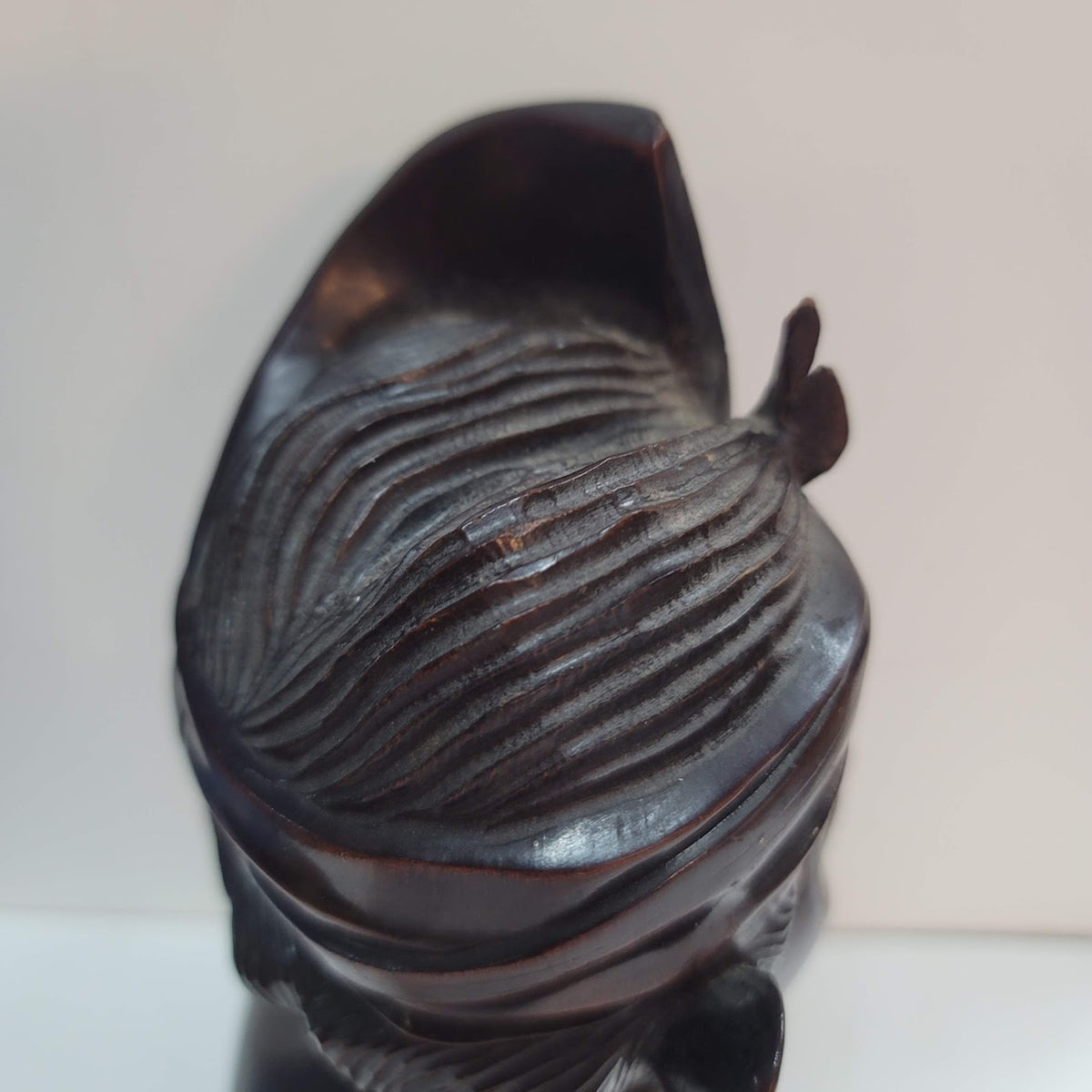 Signed Bali wood carving carved hard wood Balinese Carved Young Man