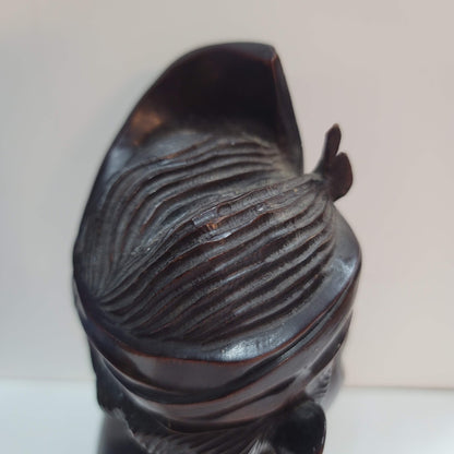 Signed Bali wood carving carved hard wood Balinese Carved Young Man