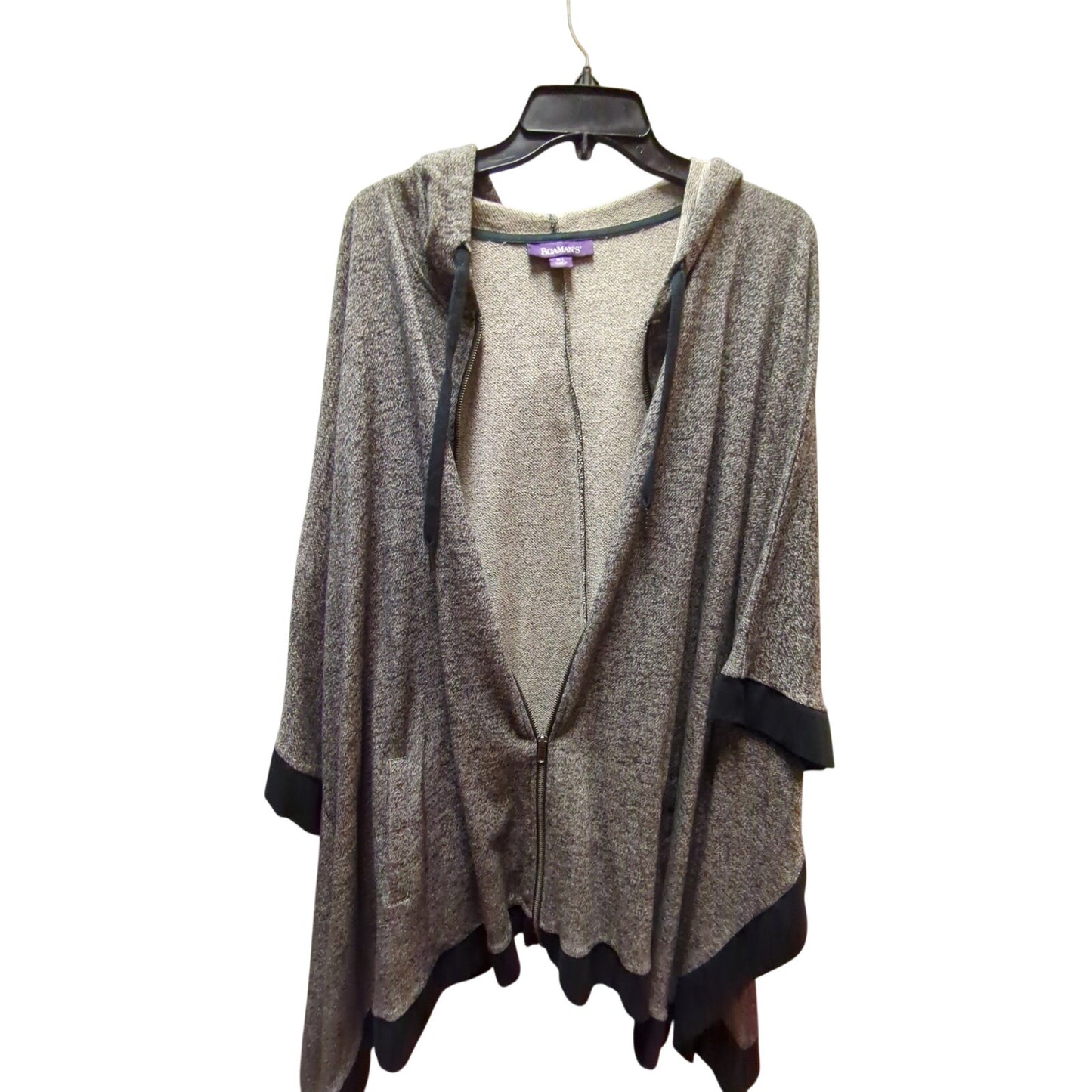 Roaman's Hooded Knit Poncho Cape Cardigan Grey Marled Gorpcore Athleisure M/L