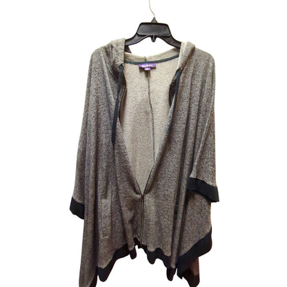 Roaman's Hooded Knit Poncho Cape Cardigan Grey Marled Gorpcore Athleisure M/L