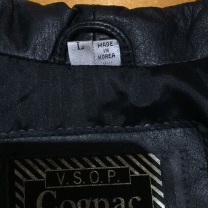 V.S.O.P. COGNAC 100% Large Leather Black Jacket Soft pockets Bolero Cropped Vtg.