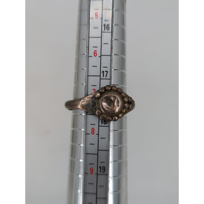 Vintage Bohemian Style 925 Silver Granulation Beaded Statement Cocktail Ring