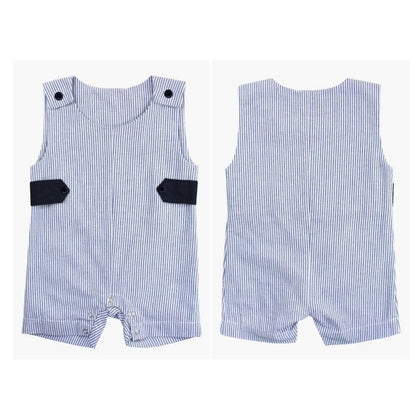 Ruffle Butts Blue Seersucker Jon Jon & White Dobby sleeve shirt 2pc Set 12-18 Mo