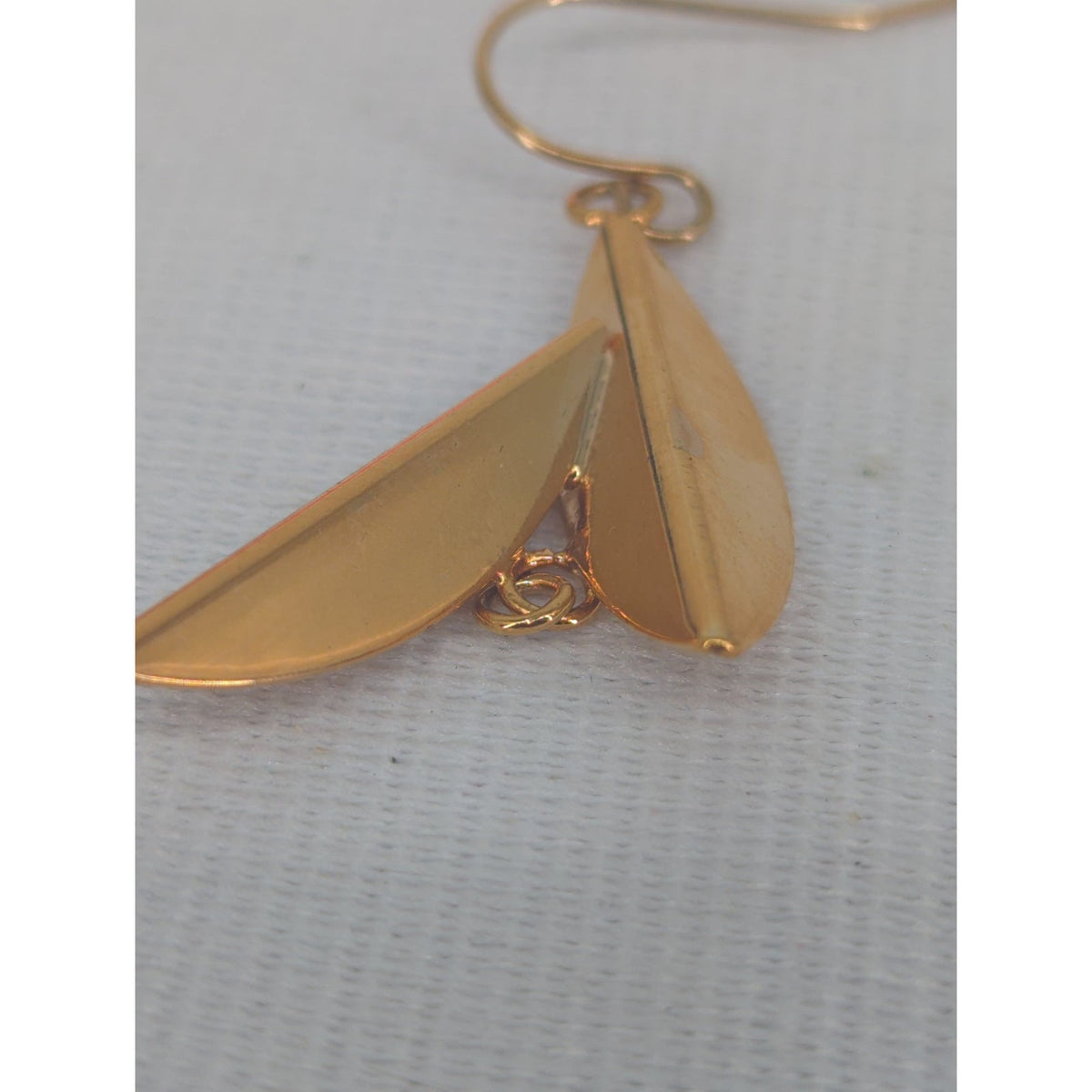 Area Stars 14K Gold Plated Brass Leaf Dangle Earrings Elegant Minimalist
