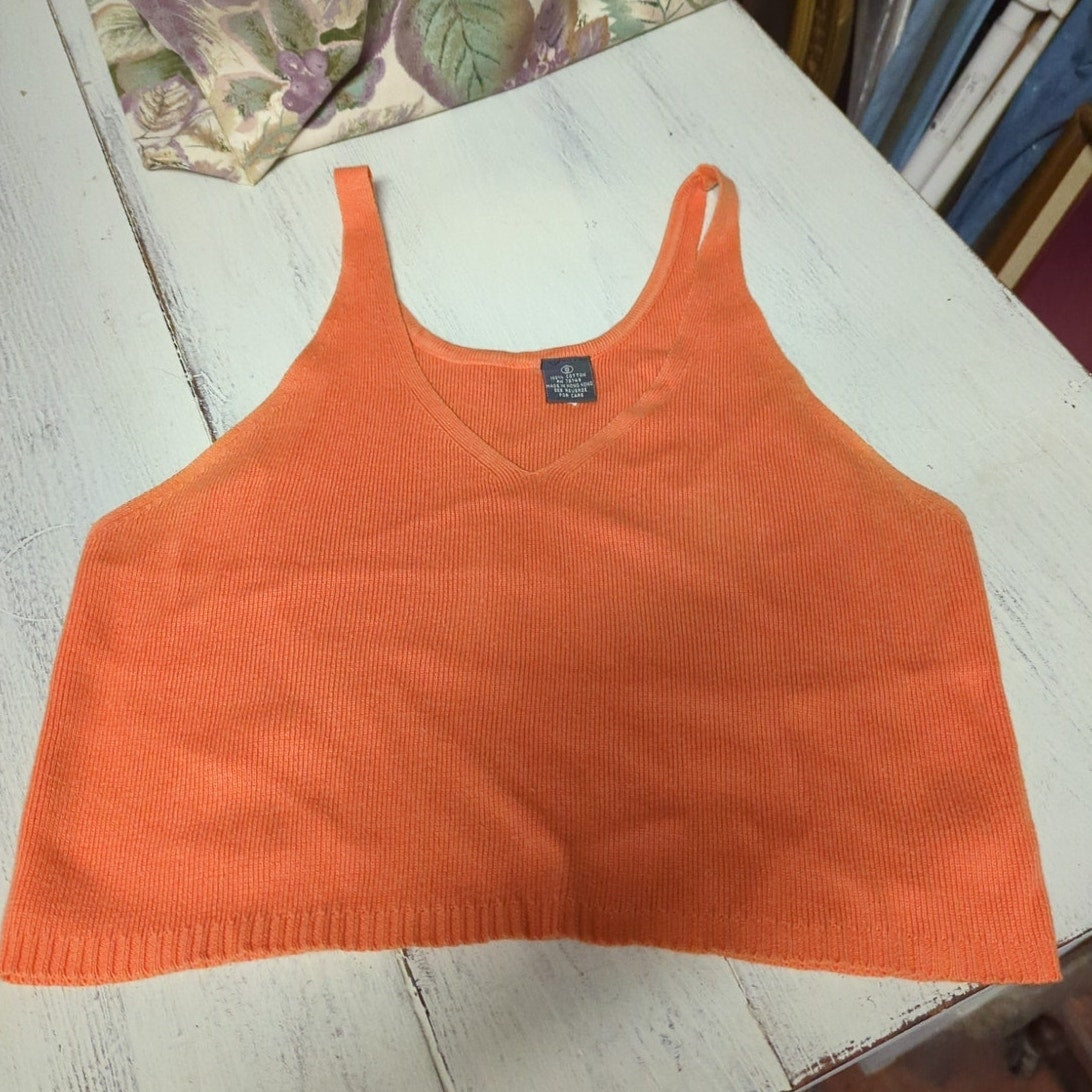 Wet Seal Small Orange Crop Top knit Size Small y2K Summer Layering Boho