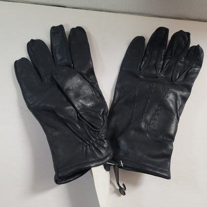 Fownes Black Leather Gloves Small Leather Wool Blend lined NEW