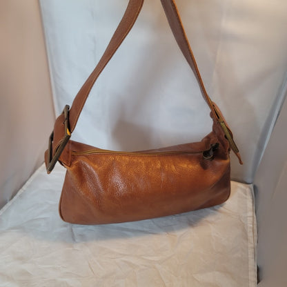 Pelletteria Alexander Italy Leather Shoulder Purse Bag brass hardware Hobo
