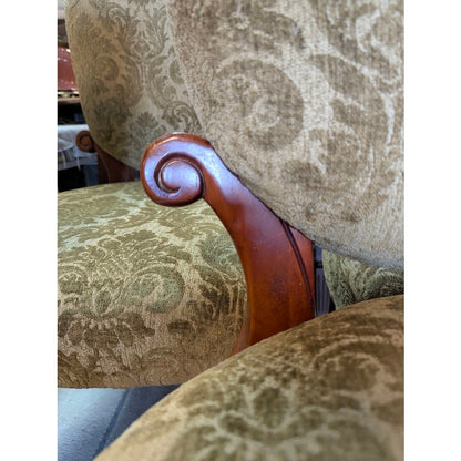 Secondhand Sandies: Set of 5 Dining Chairs Green Velvet Flocking