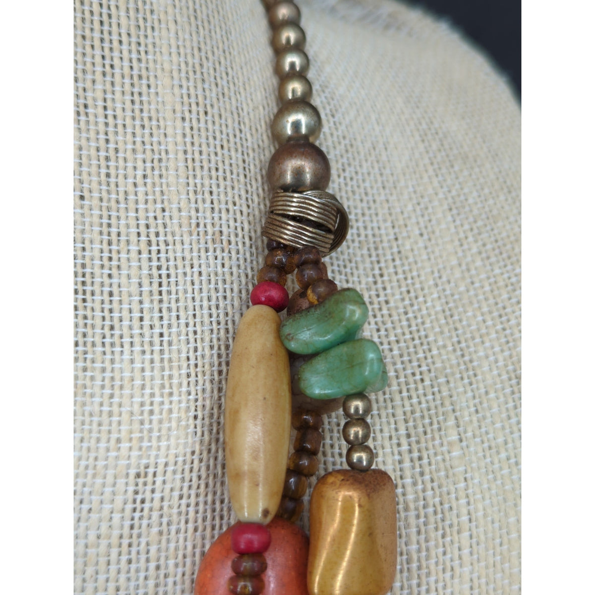 Vintage Multi Strand Beaded Chunky Collar Necklace Boho Chic Retro Festival