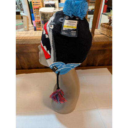 Under Armour Kids Shark Knit Winter Beanie Hat Fleece Lined Earflaps Pom