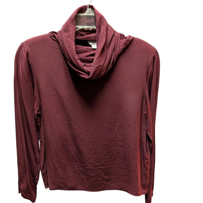 Christian Dior Cowl Neck Long Sleeve Top Size 6 Small Burgundy 100% Silk Blouse