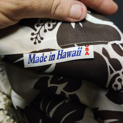 Vintage Hawaiian Pau Skirt Brown Floral Made in Hawaii Hula Dance Adjustable