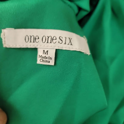 ONE ONE SIX High Cowl Neck Jumpsuit In Emerald Size Medium Pockets Leg Splits