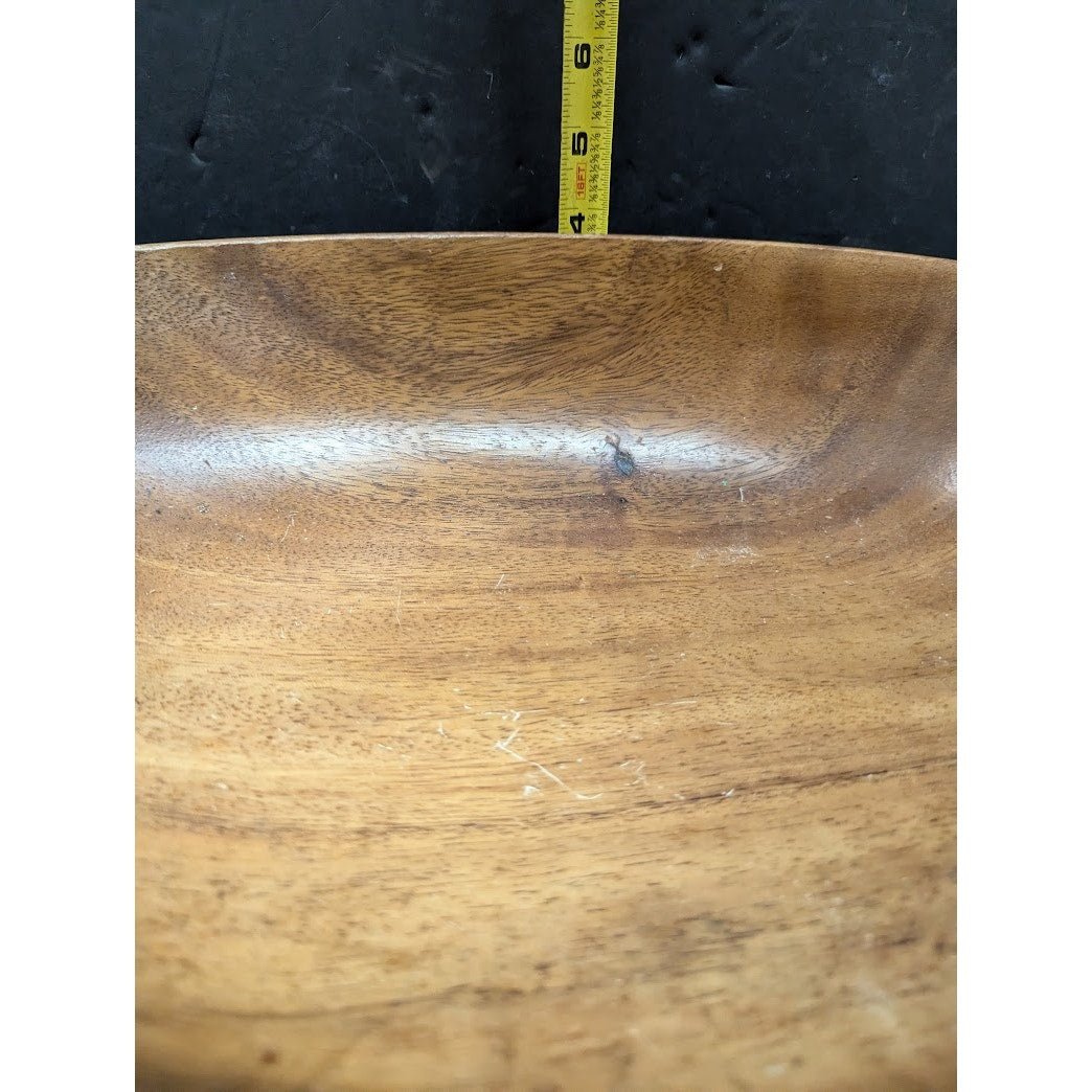 Vintage 1980s Acacia monkeypod wood Caesar salad bowl 7 pc. set serving oval