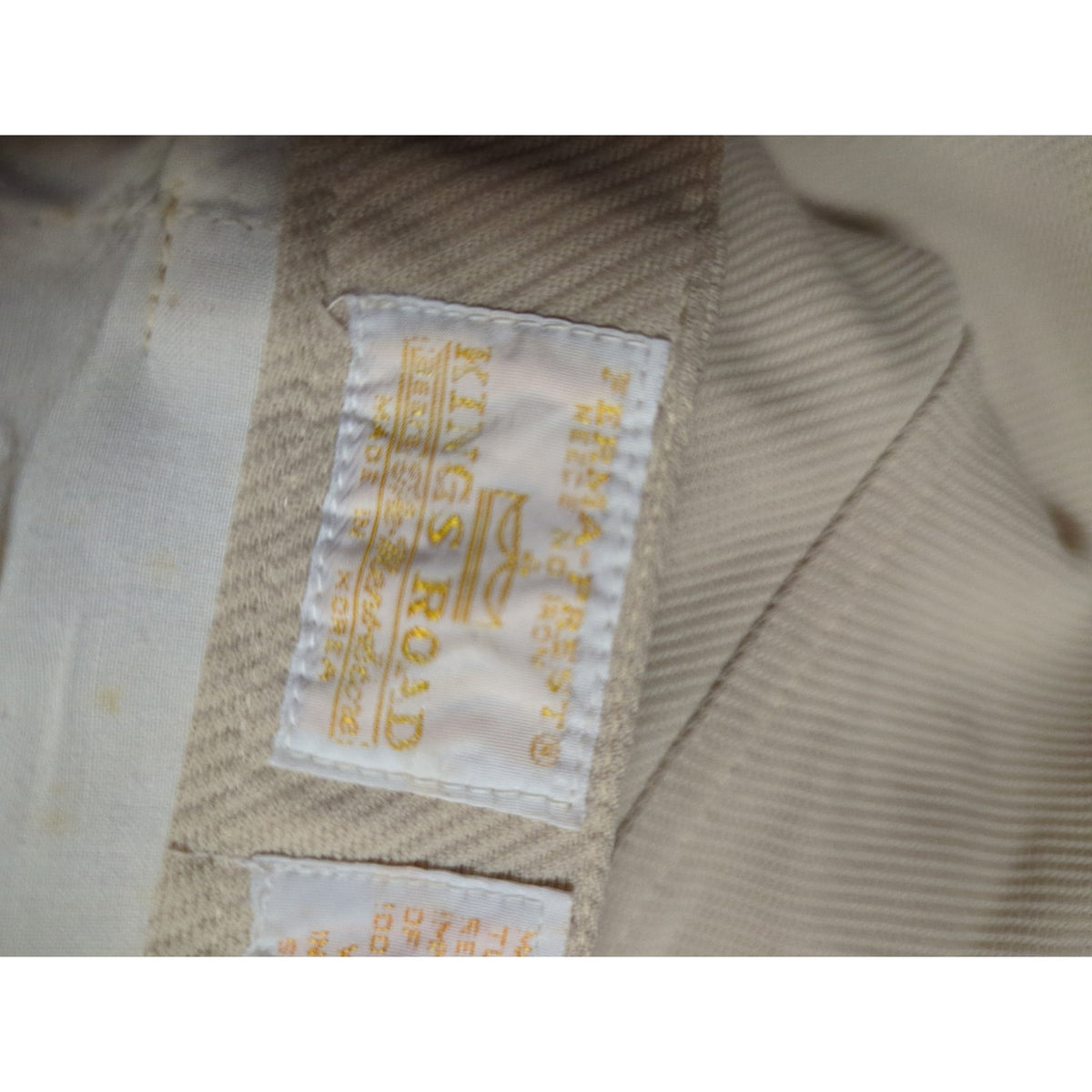 Kings Road Vintage Sears Mens Trouser Tan Stretch Khaki Pant 36" x 30" Polyester
