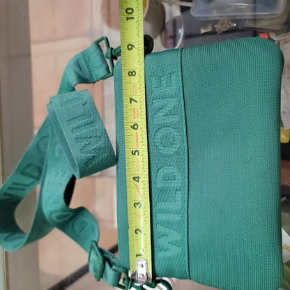 Wild One Spruce Green Recycled Knit Crossbody Treat Pouch Dog Walking Bag