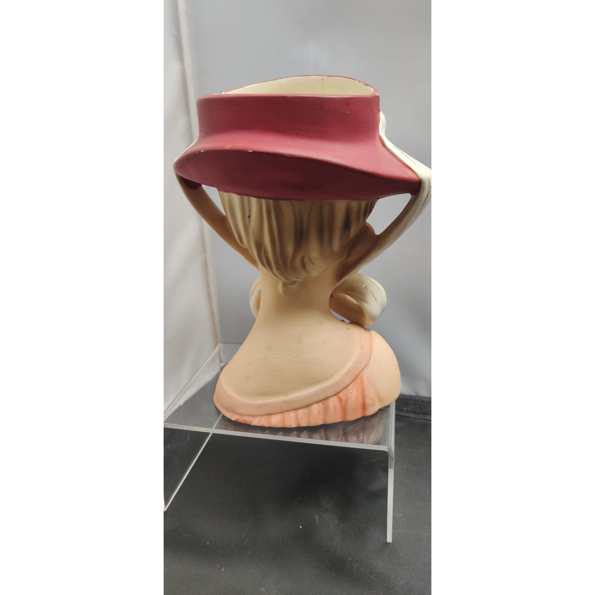 Relpo K1783 Lady Headvase Planter MCM Kitsch Red Hat Retro Ceramic Decor Vase