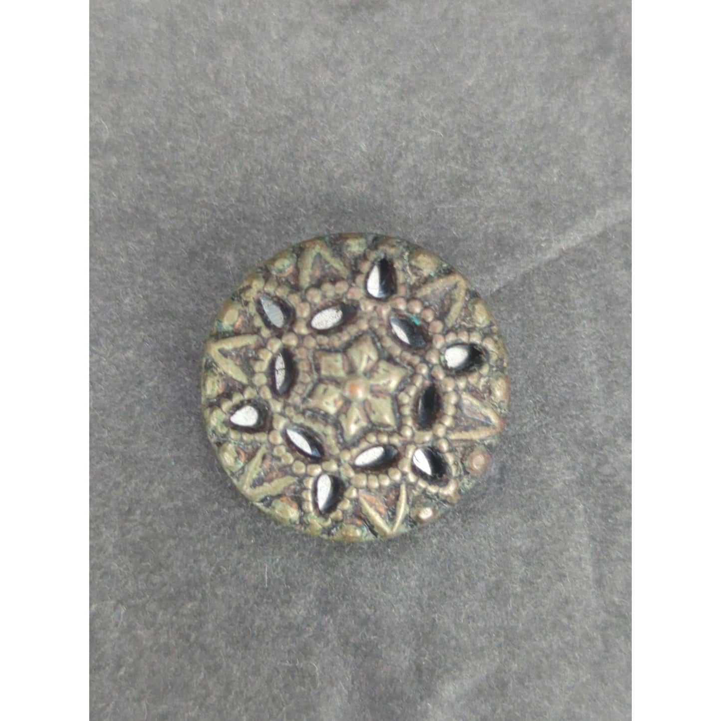 LOT O of 10 Antique Vintage Victorian Brass Mixed Materials Buttons ESTATE FIND
