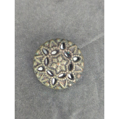 LOT O of 10 Antique Vintage Victorian Brass Mixed Materials Buttons ESTATE FIND