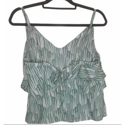 NEW Topshop Blouse green white Idol Ruffle Tank Size 6 Small Sleeveless top