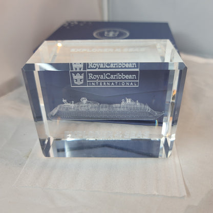 Explorer of the Seas glass block Paperweight Royal Caribbean crystal clear SHIP