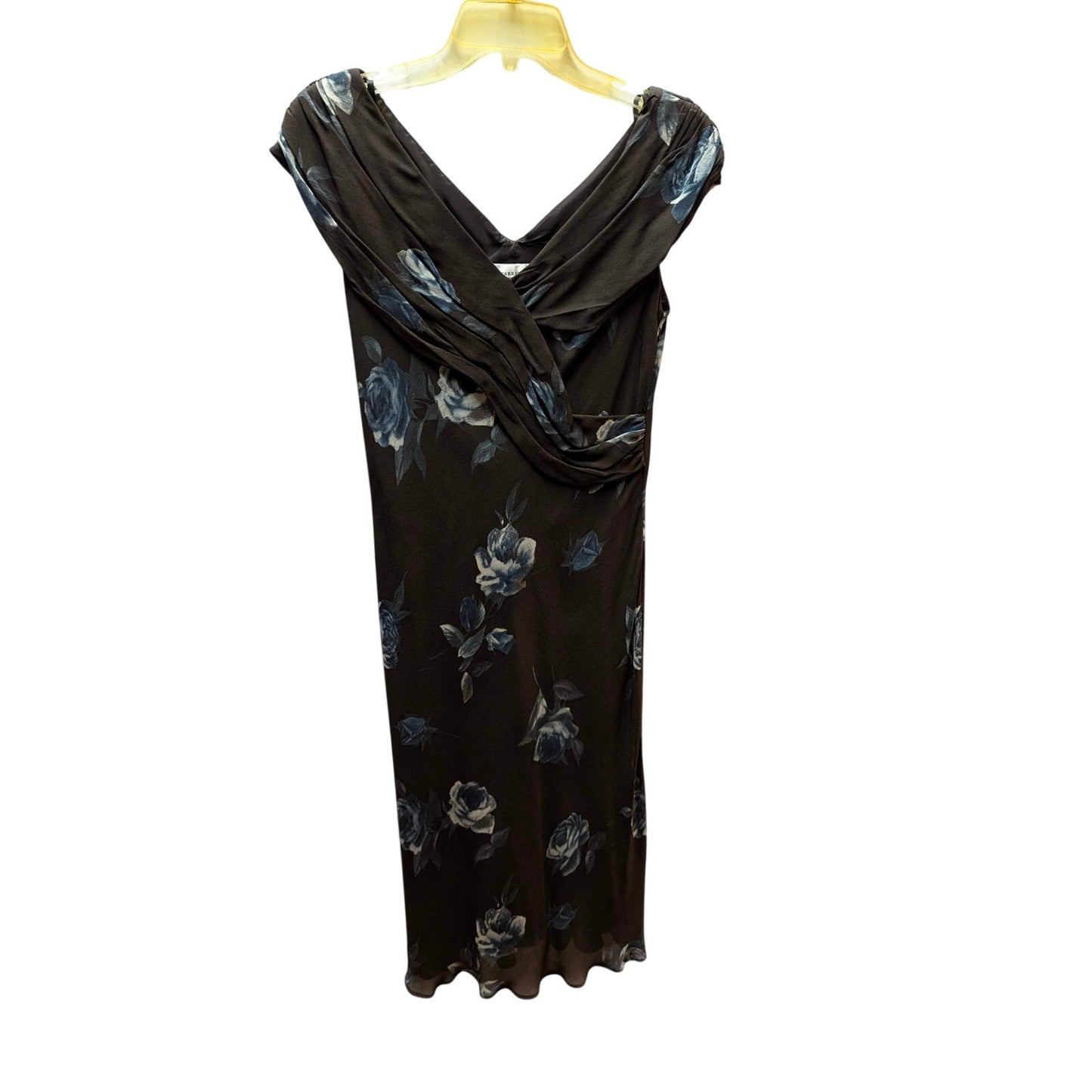 David Warren Floral Off-The-Shoulder Sheath Dress Womens 10P Brown Blue Midi