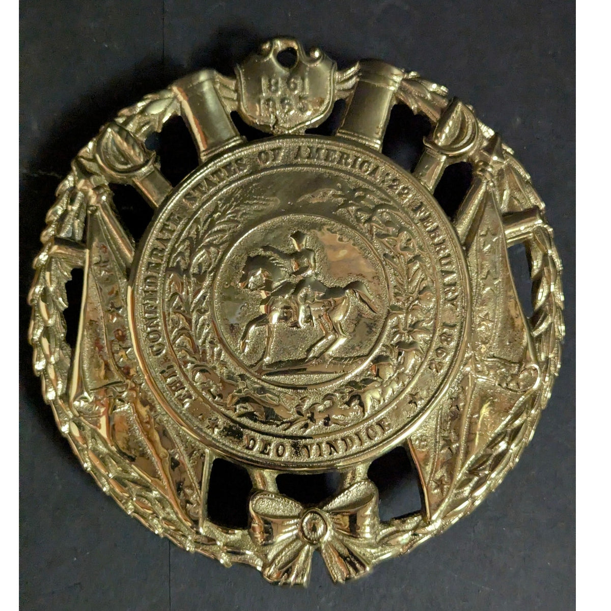 Vintage Solid Brass Great Seal of the Confederacy Trivet with Original Box