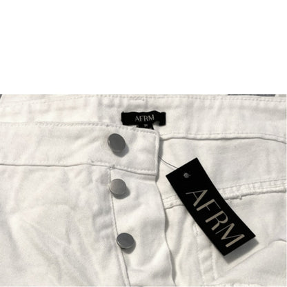 AFRM Distressed High Rise Ankle Skinny Button Fly Jeans Size 32  in White NWT
