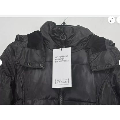 Noize Removable Hood Puffer Coat Long Sleeves Two Way Zip Flap Small vegan