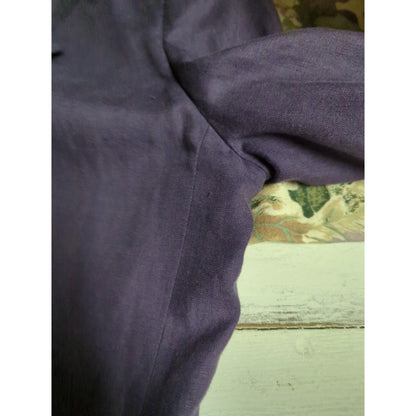 Liz Claiborne Petite 6 Purple Linen Longline Blazer Coat Light Academia Minimal