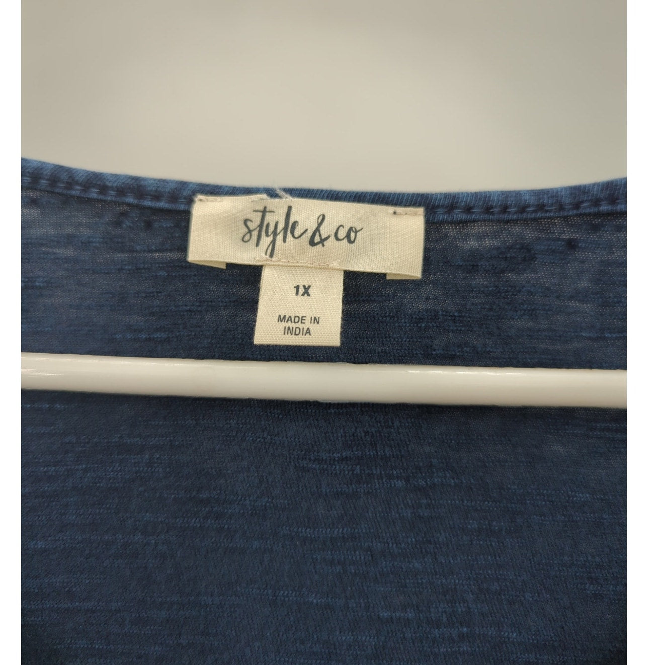 Style & Co Blue Embroidery Boho Blouse Size 1X