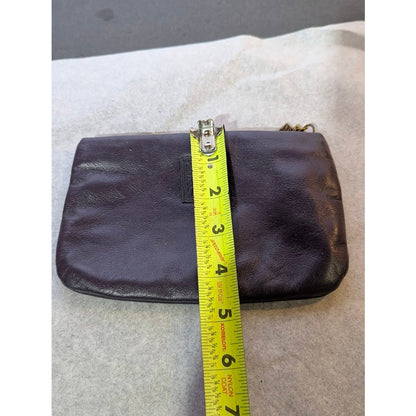 Anne Klein Navy Blue Leather Zipper Pouch Clutch Wallet Vintage Lion Logo