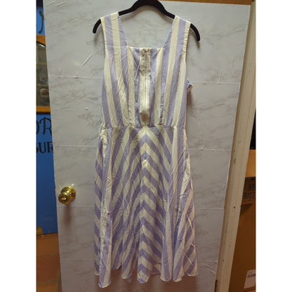 Altogether Vintage square Neck purple white striped dress sleeveless Medium