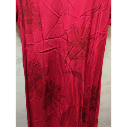 Positive Attitude Red Floral resortwear Short Sleeve Midi Sheath Dress 4 Petite